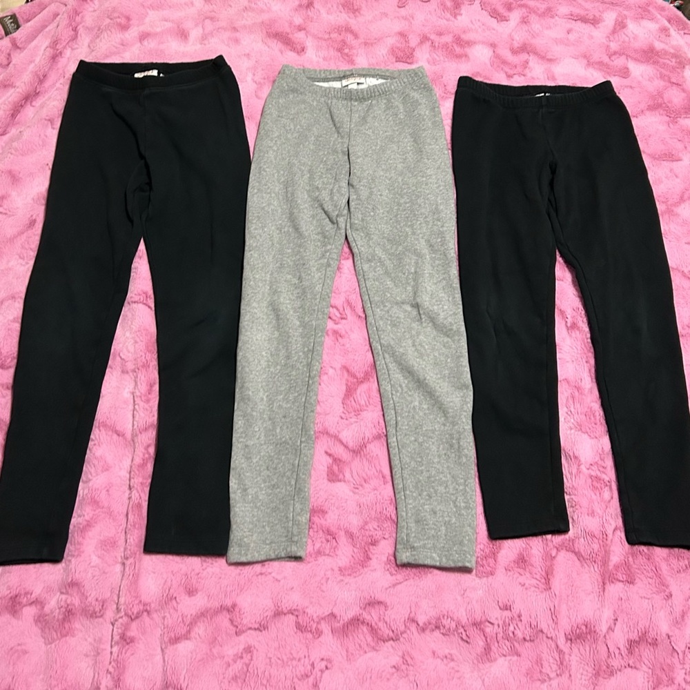 Set of 3 - Cat & Jack girls size 10/12 large Cozy fleece lined leggings
